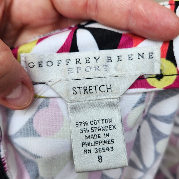 Geoffrey Beene Sport A-Line Multicolor Skirt Floral Geo-Print Cotton Blend - Picture 11 of 12